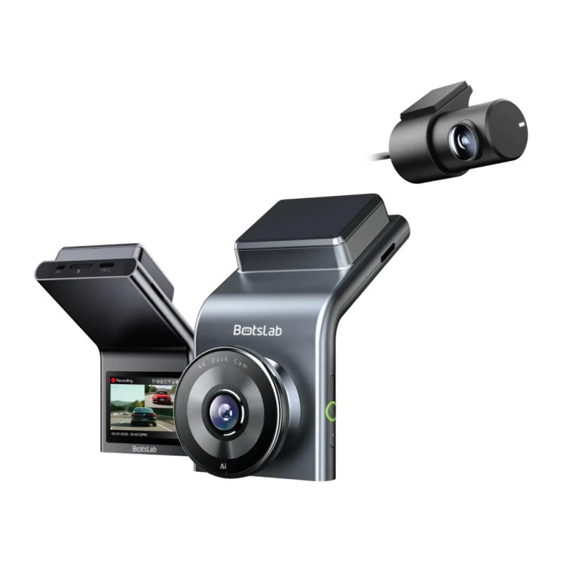 Botslab G300H Plus Gris 2CH 4K + 1080p GPS arrière Full HD 2 pouces vision nocturne commande vocale Dashcam