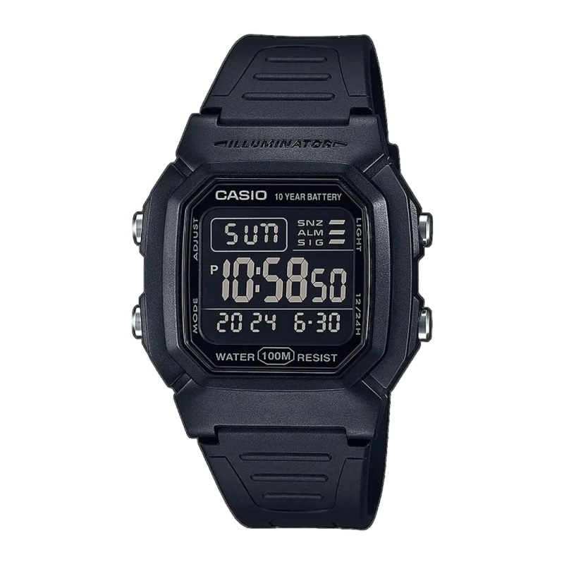 Casio W-800H-1BVES Chronomètre 4 Alarmes Calendrier 10 Ans Noir 10ATM Montre numérique