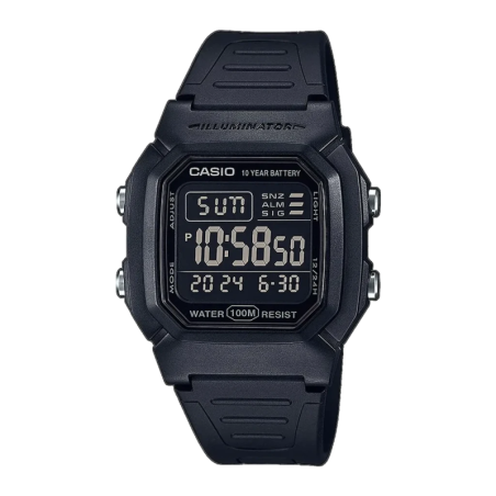 Casio W-800H-1BVES Chronomètre 4 Alarmes Calendrier 10 Ans Noir 10ATM Montre numérique