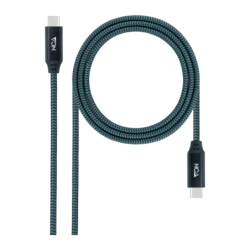 Câble Nanocable USB 3.2 Gen2x2 20Gbps USB-C/M-USB-C/M 2 m 100W 5A Gris/Noir