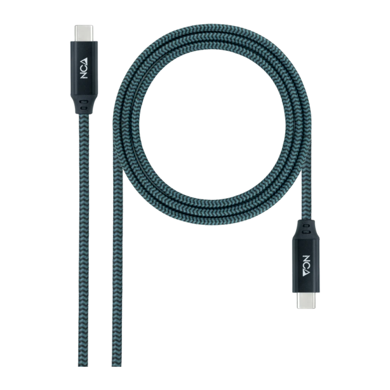 Câble Nanocable USB 3.2 Gen2x2 20Gbps USB-C/M-USB-C/M 2 m 100W 5A Gris/Noir