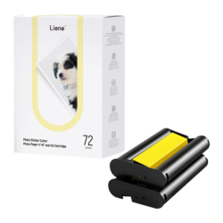 Papier Photo Adhésif Liene PixCut 4x6 pouces 72 Feuilles + 2 Cartouches Blanc