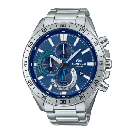 Casio Edifice EFV-620D-2AV Argent Bleu Chronographe Analogique Batterie 3 Ans 10ATM
