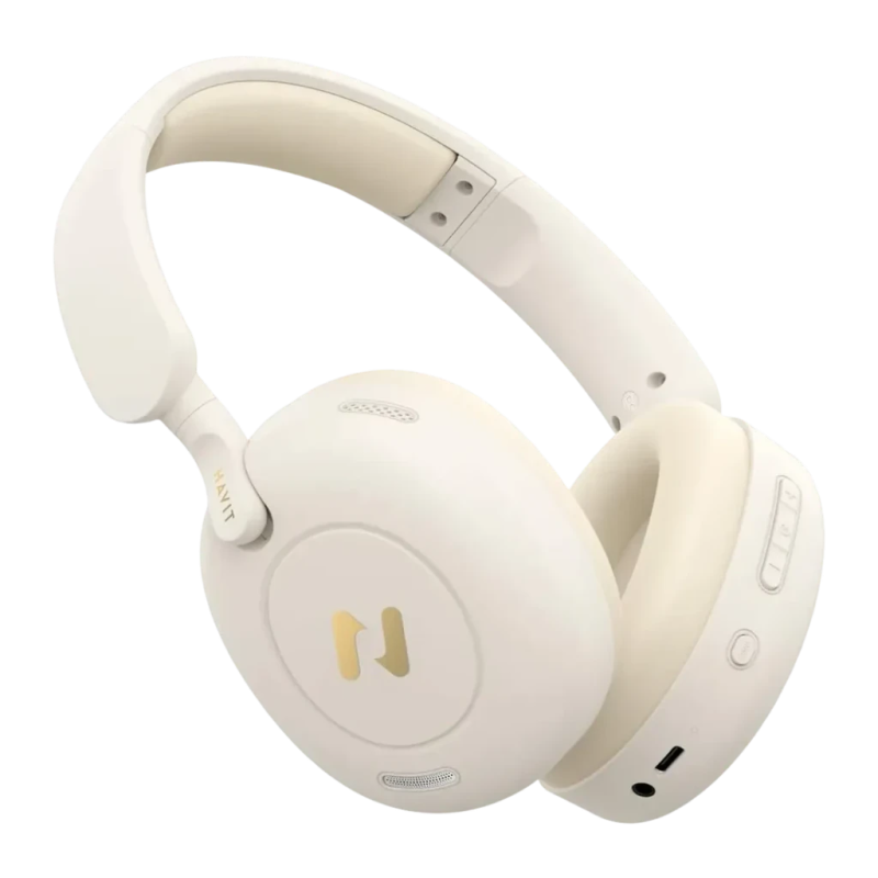 Havit H655BT Pro Beige Arceau ANC Bluetooth 5.3 80h Casque sans fil