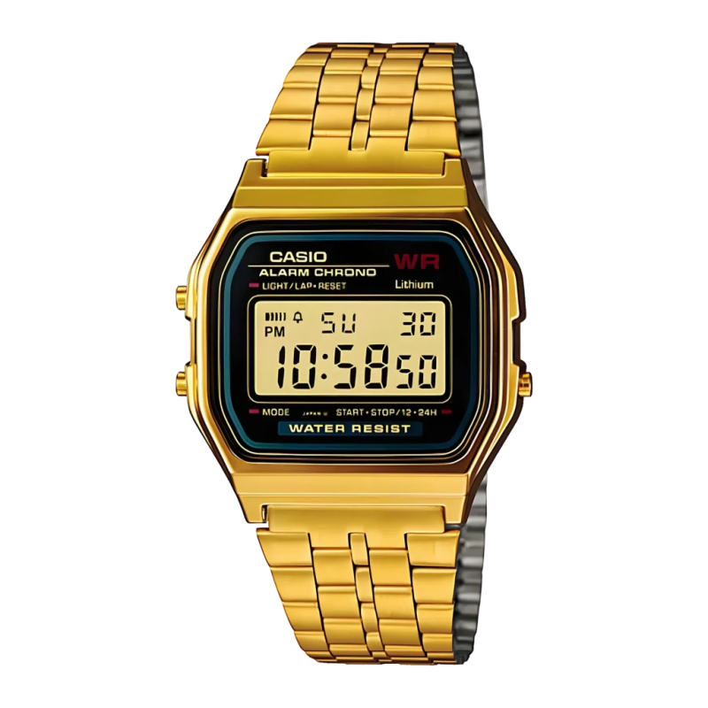 Casio Vintage A159WGEA-1DF Chronomètre Alarme Calendrier Pile Noir/Doré Montre numérique