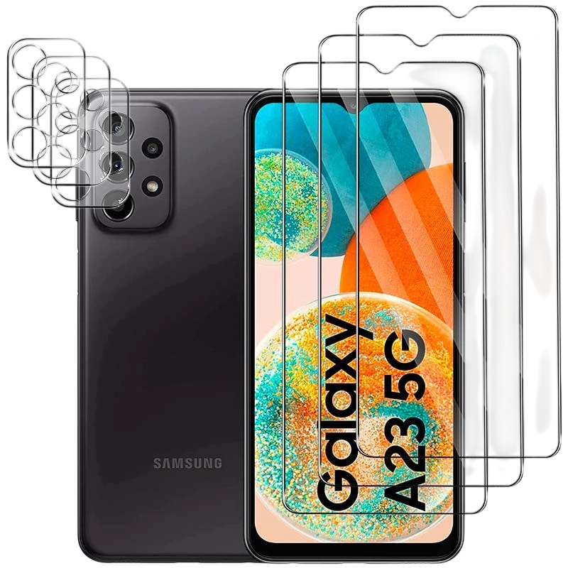 Pack d'accessoires Samsung Galaxy A23 5G A236 avec 3 Protection d'écran + 3 Film protection caméra