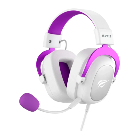 Havit Gamenote H2002D Blanc/Violet Arceau Câble 2m avec micro Boom Casque gaming