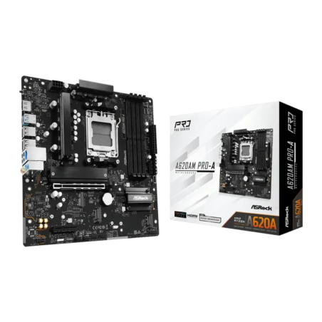 ASRock A620AM Pro-A AMD A620 AM5 DDR5 mATX Noir 2,5G Ethernet 3 emplacements M.2 Carte mère