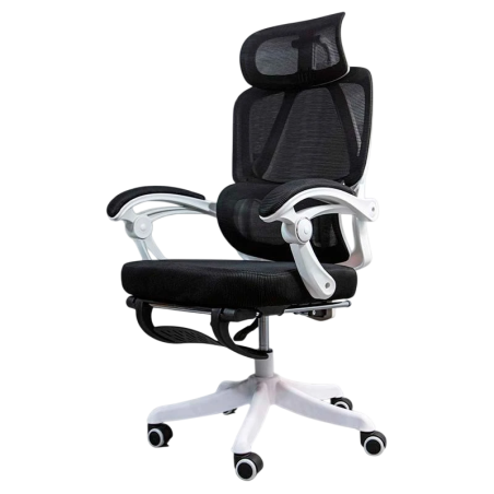 Powerbasics Confort T20 Noir avec Roulettes et Repose-pieds Chaise de bureau ergonomique