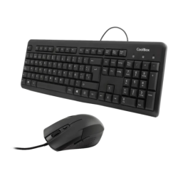 CoolBox Kit Clavier + Souris USB 1600DPI Noir QWERTY à membrane Combo
