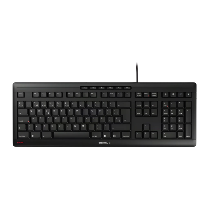 Cherry Stream Noir USB avec câble 1,8m QWERTY Espagnol JK-8500ES-2 mécanique Clavier