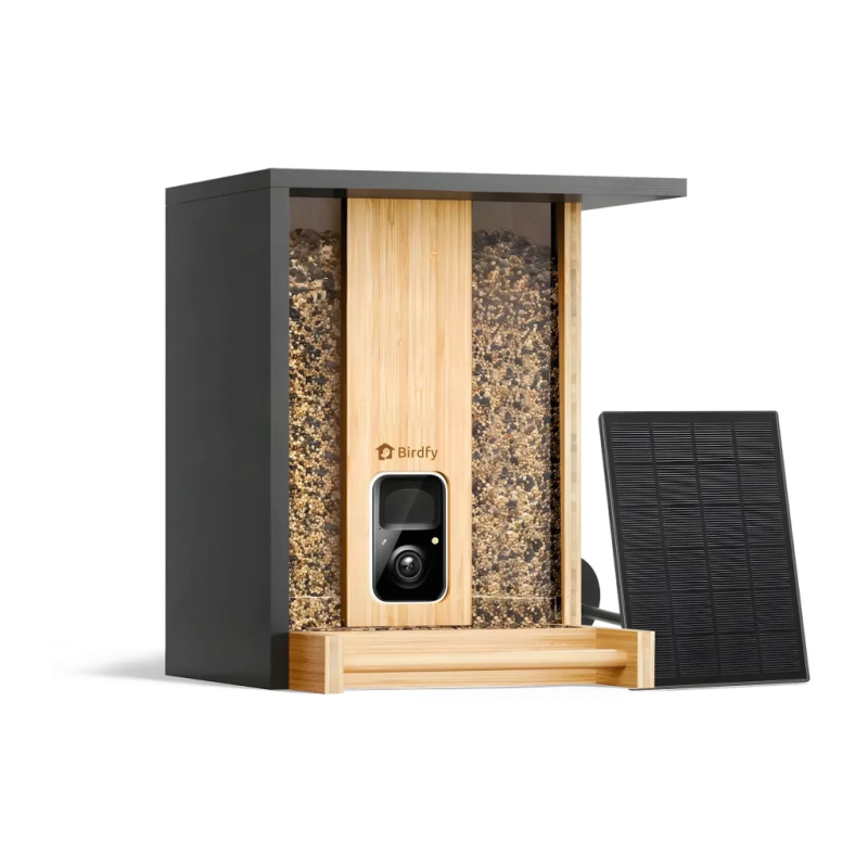 Mangeoire pour oiseaux Birdfy Feeder Bamboo AI Noir 1080p Full HD