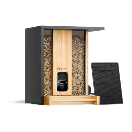 Mangeoire pour oiseaux Birdfy Feeder Bamboo AI Noir 1080p Full HD