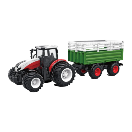 Amewi Tracteur RC avec Remorque à Bétail 1:24 500mAh Blanc 20m 22601