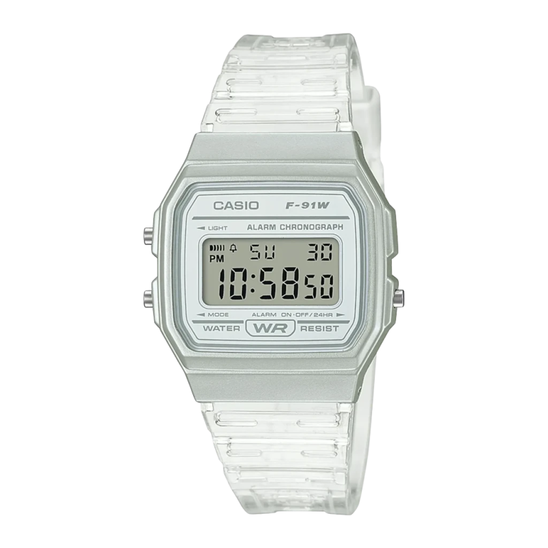 Casio F-91WS-7 Collection Argenté/Blanc Batterie 7 Ans Résistante à l'eau