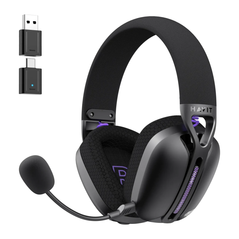 Havit Fuxi-H3 Plus Arceau 30h avec micro amovible Casque gaming sans fil