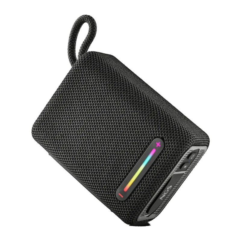 NGS Roller Furia 1 Noir portable 7W 9h IPX6 2500mAh radio FM lumières LED entrée AUX Enceinte Bluetooth 5.0