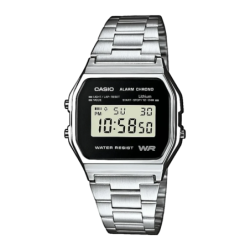 Casio Vintage A158WEA-1EF Unisexe Chronomètre Alarme LED 7 Ans Argent/Noir Montre numérique