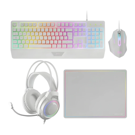 Gaming Mars Gaming H-Mechanical Red 3200 DPI RGB Blanc MCP124PRO à membrane Clavier et souris