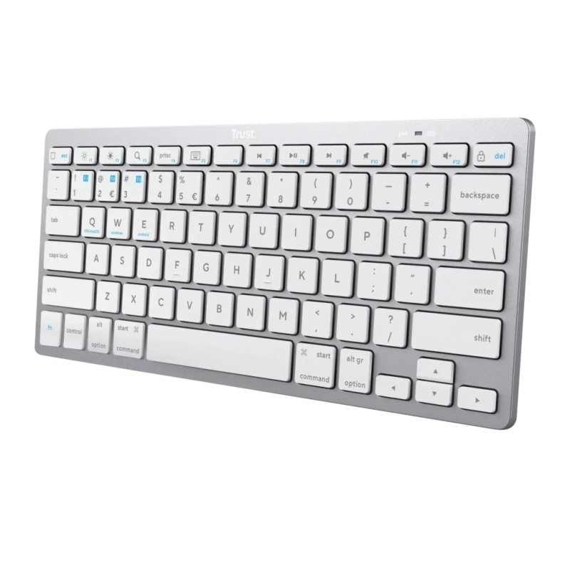 Trust Argent Bluetooth 4.0 Espagnol 24654 à ciseaux Clavier compact sans fil