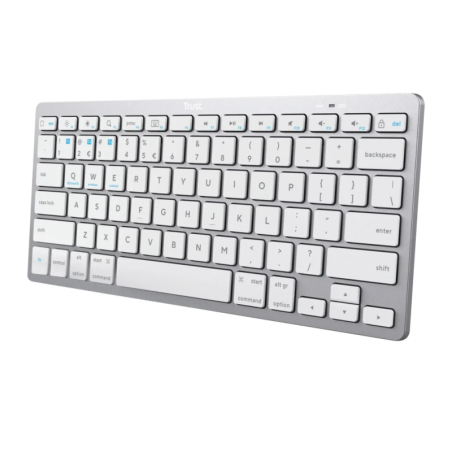 Trust Argent Bluetooth 4.0 Espagnol 24654 à ciseaux Clavier compact sans fil