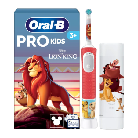 Braun Oral-B Pro Kids Roi Lion Oscillation et Rotation 2D 8 jours Rouge Brosse à dents électrique