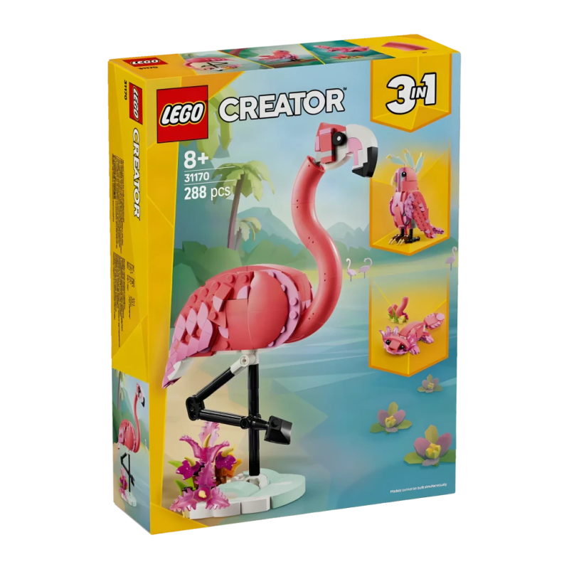 Set LEGO Creator 3 en 1 Flamant Rose 31170 288 pièces 8+ ans