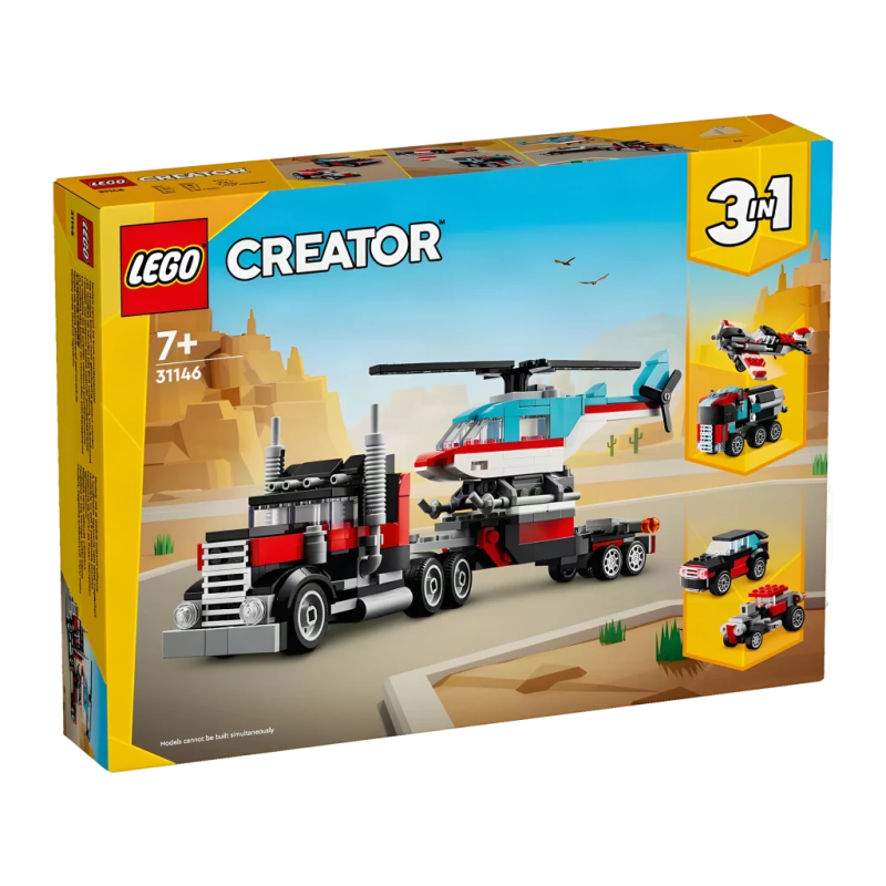 LEGO Creator 3 en 1 Camion Plateau avec Hélicoptère 31146 270 pièces 7+ ans