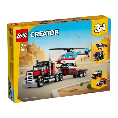LEGO Creator 3 en 1 Camion Plateau avec Hélicoptère 31146 270 pièces 7+ ans