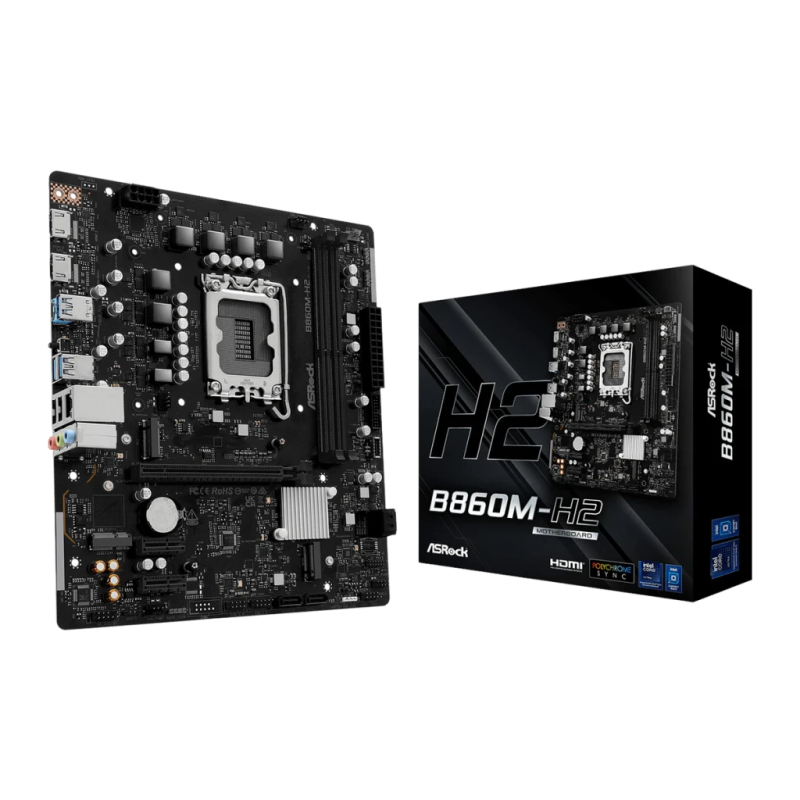 ASRock DDR5 Intel B860 LGA1851 Micro ATX Sans WiFi Noir B860M-H2 Carte mère