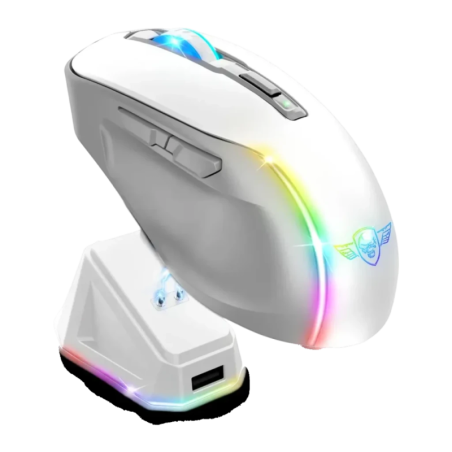 Spirit of Gamer Elite M50 8000 DPI RGB Blanc 6 boutons 2,4GHz Souris gaming sans fil