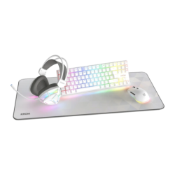Pack Gaming Krom Klass TKL RGB QWERTY Anglais + Souris + Casque + Tapis Blanc rétroéclairé Clavier mécanique