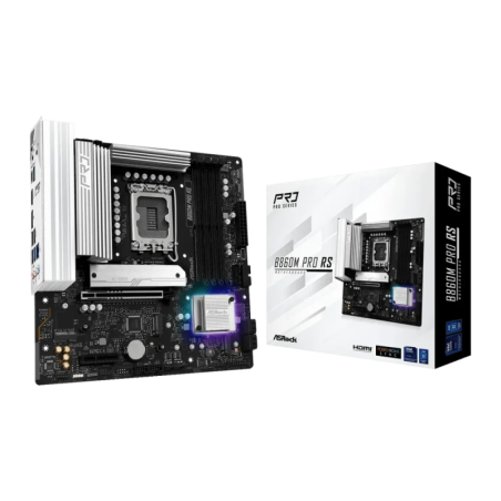 ASRock B860M Pro RS Intel B860 LGA1851 DDR5 Micro ATX Sans WiFi Noir/Argent 2,5G Ethernet Carte mère