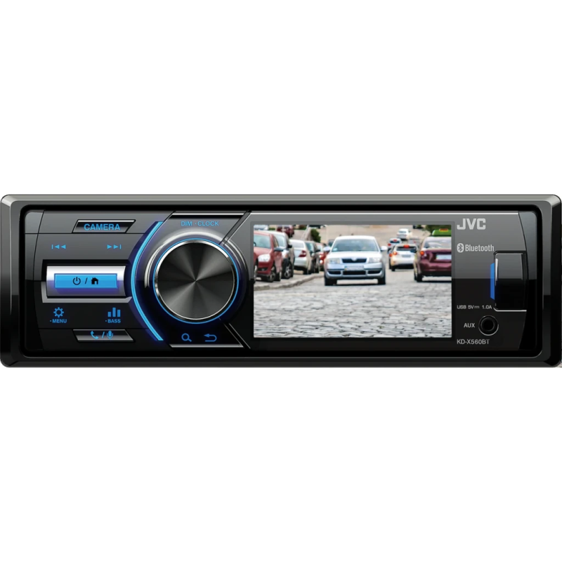 JVC Noir 3 pouces 1DIN Bluetooth KD-X560BT caméra arrière Autoradio