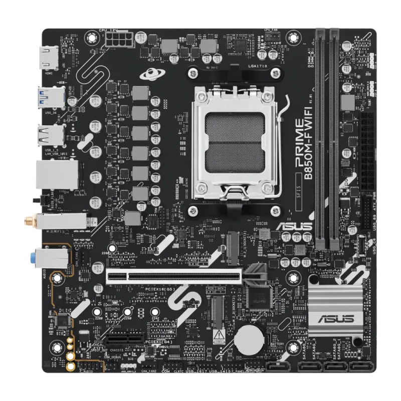ASUS PRIME B850M-F WiFi B850 AM5 DDR5 Micro ATX Noir 2 emplacements M.2 Carte mère