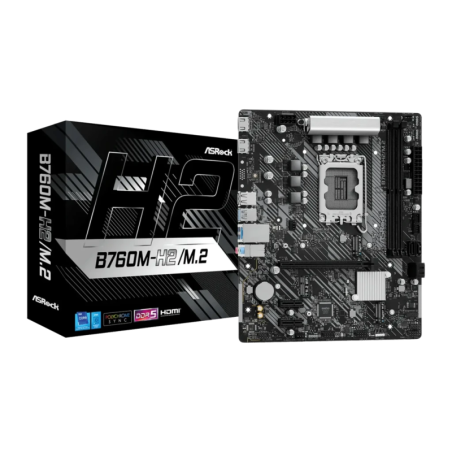 ASRock Intel B760 LGA1700 DDR5 Micro ATX Sans WiFi Noir B760M-H2/M.2 2,5G Ethernet Carte mère