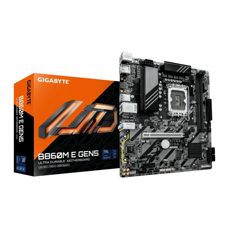 Gigabyte B860M E GEN5 Intel B860 LGA1851 DDR5 Micro ATX Marron 2 emplacements M.2 Carte mère
