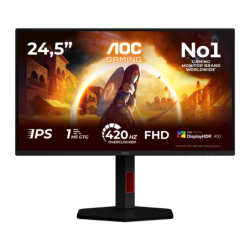 Écran AOC G4 24,5 pouces 400Hz FHD Fast IPS 1ms GTG Rouge 25G4KUR