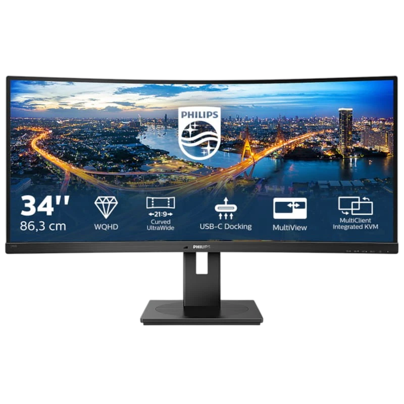 Philips 346B1C Noir 34 pouces 2K VA 100Hz 4ms incurvé UltraWide Monitor