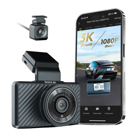 Dashcam Botslab G500H Pro Noir 2CH 3K + 1080p GPS