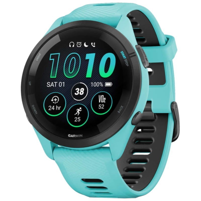 Garmin Forerunner 265 46 mm Turquoise/Noir 1,3 pouces AMOLED GPS 15 jours 5ATM Smartwatch