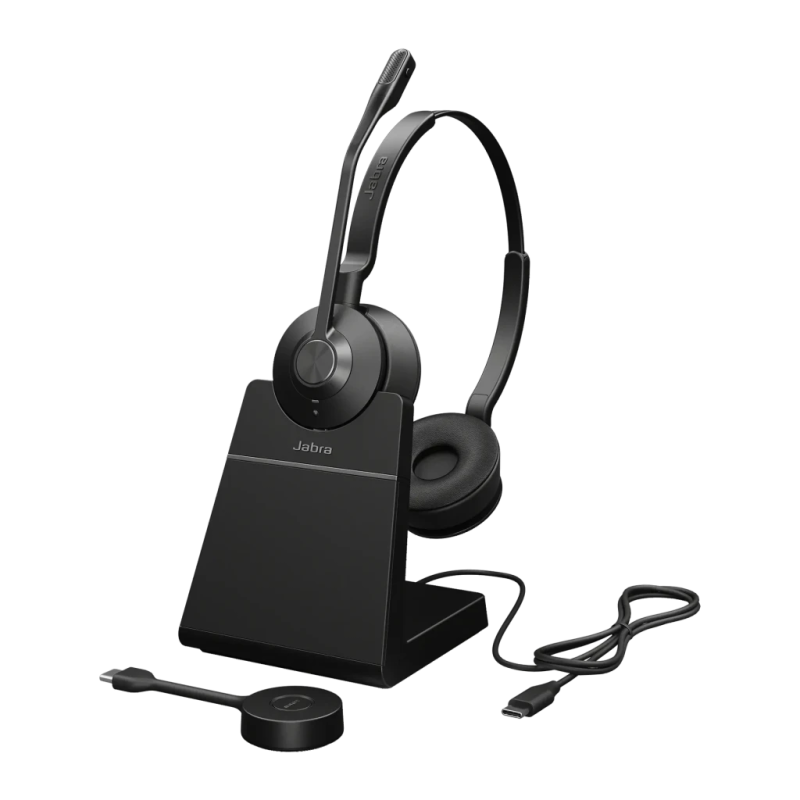 Casque de bureau Jabra Engage 55 UC Stereo Réduction de bruit Serre-tête Noir Titane