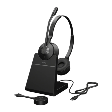 Casque de bureau Jabra Engage 55 UC Stereo Réduction de bruit Serre-tête Noir Titane