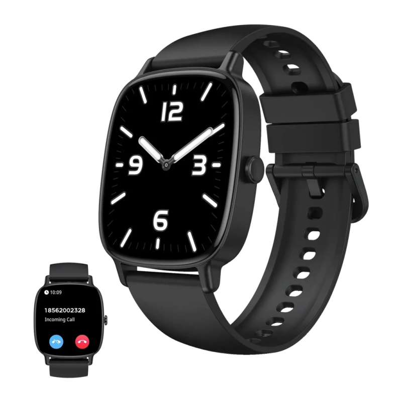 Ksix Pulse 1,83 pouces Noir Appels Bluetooth Fréquence cardiaque, SpO2 Batterie 7 Jours