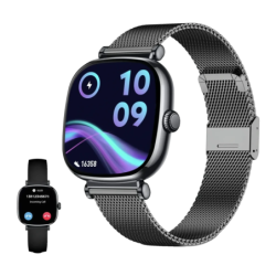 KSiX IRIA 1.7 pouces Noir Appels Bluetooth Fréquence cardiaque, SpO2 Batterie 4 Jours