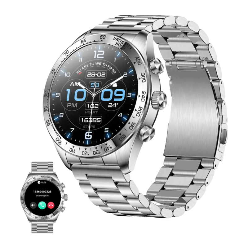 Ksix Elite 1,43 pouces Argent Appels Bluetooth Fréquence cardiaque, SpO2 Batterie 7 Jours