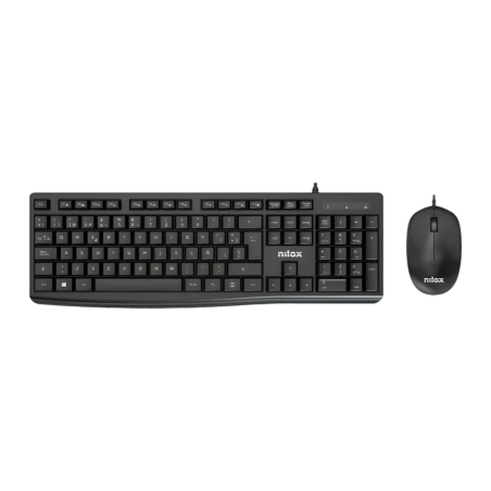 Combo Clavier et Souris Nilox Noir QWERTY Espagnol NXKME0012