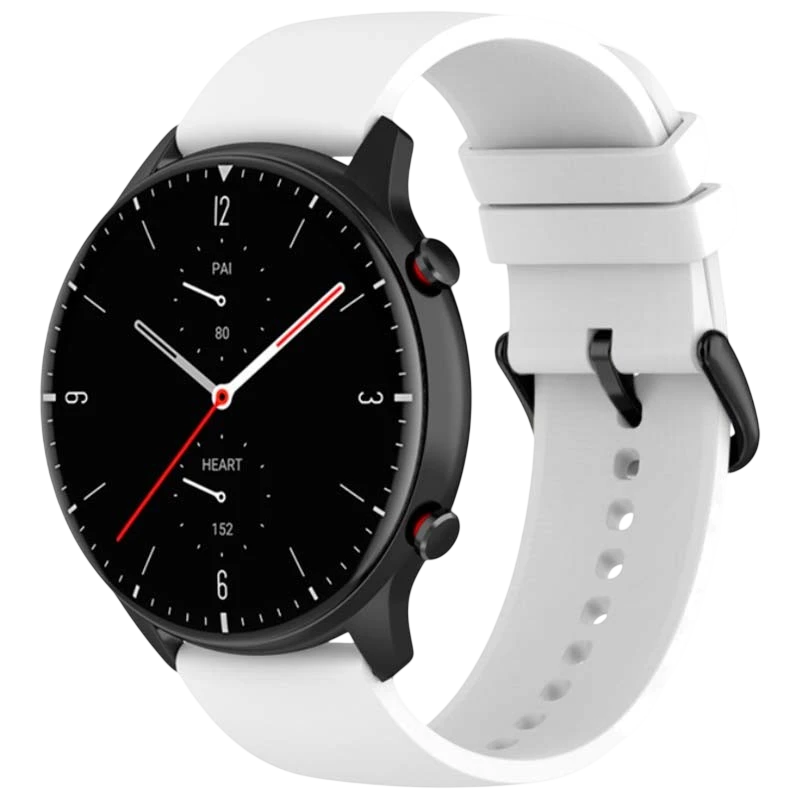 Bracelet en silicone Universal 22mm Blanc pour para Smartwatch Xiaomi/Amazfit/Samsung/Huawei/Realme/Ticwatch