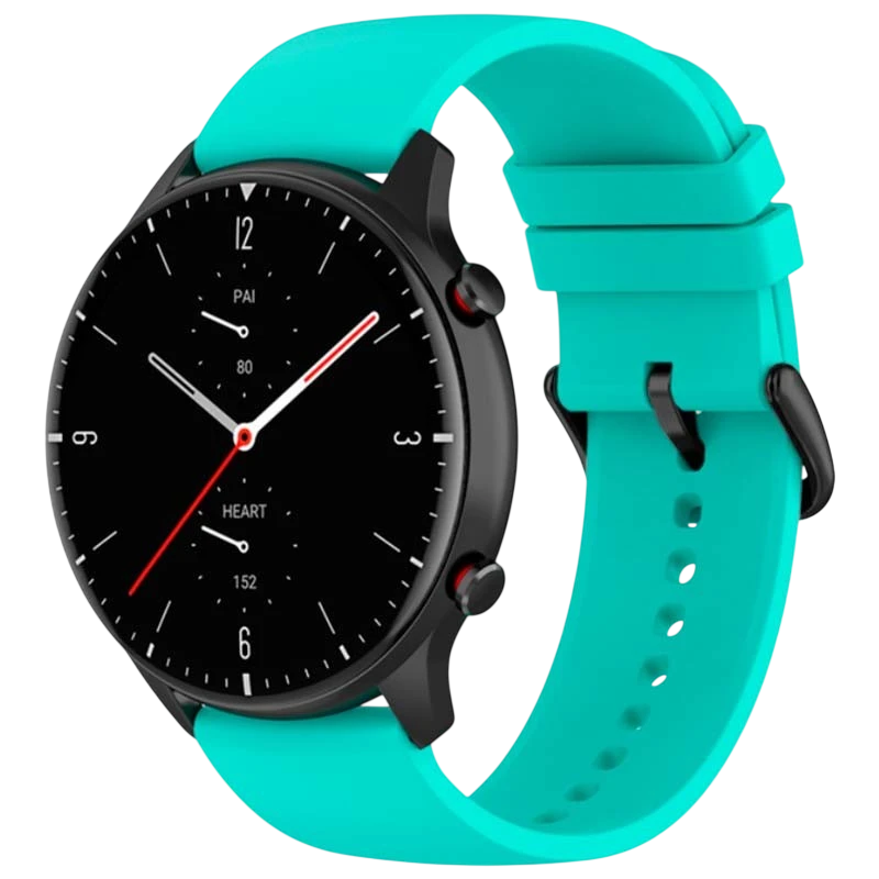 Bracelet en silicone Universal 22mm Turquoise pour Smartwatch Xiaomi/Amazfit/Samsung/Huawei/Realme/Ticwatch