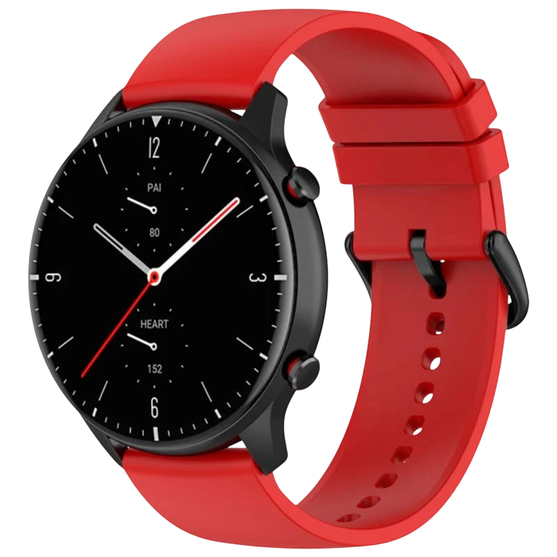 Bracelet en silicone Universal 22mm Rouge pour para Smartwatch Xiaomi/Amazfit/Samsung/Huawei/Realme/Ticwatch